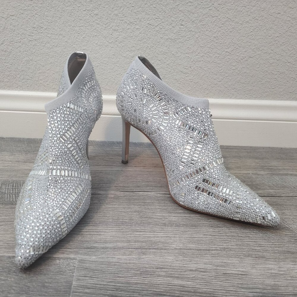 Silver Rhinestone Booties